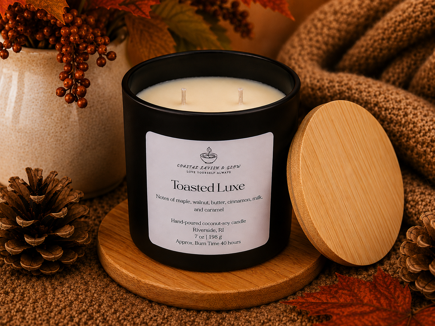 Toasted Luxe 7 oz Candle - Maple, Walnut, Caramel Scent
