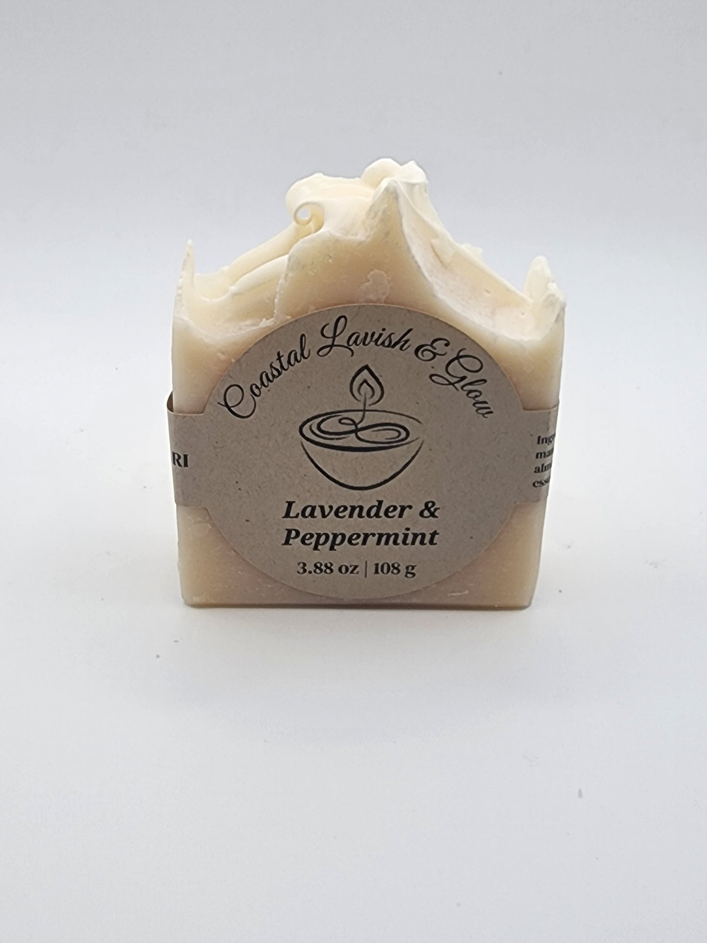 Lavender and Peppermint Handcrafted Soap on a White Background