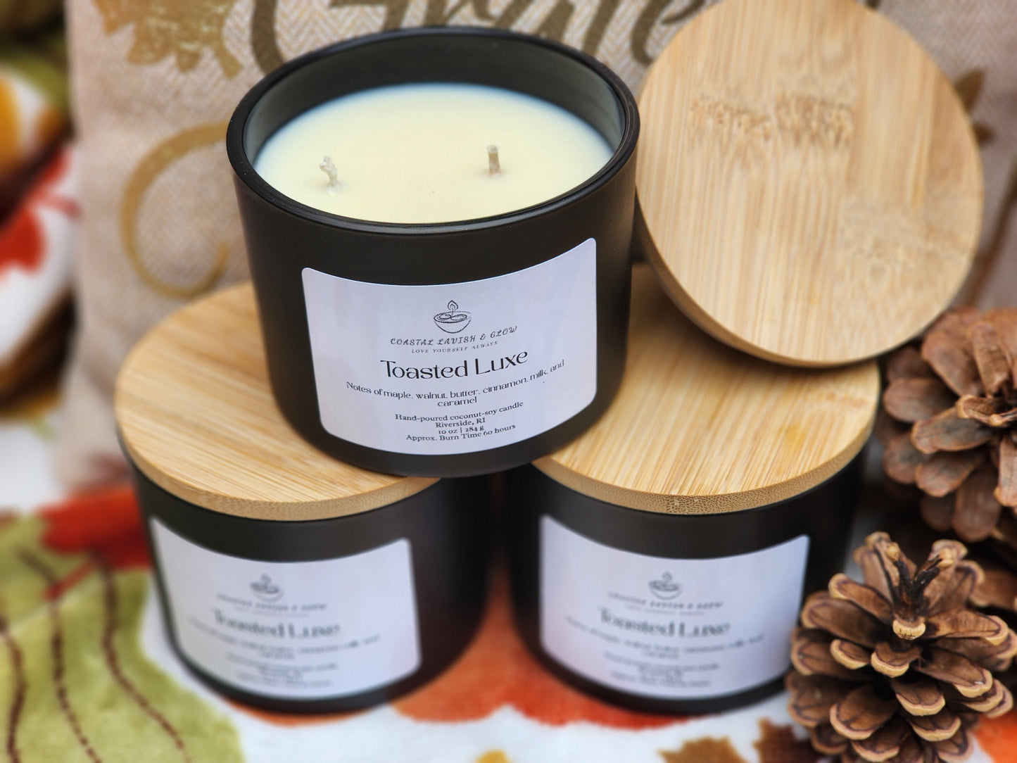 Toasted Luxe Candle - maple, walnut, butter, cinnamon, milk, caramel scent